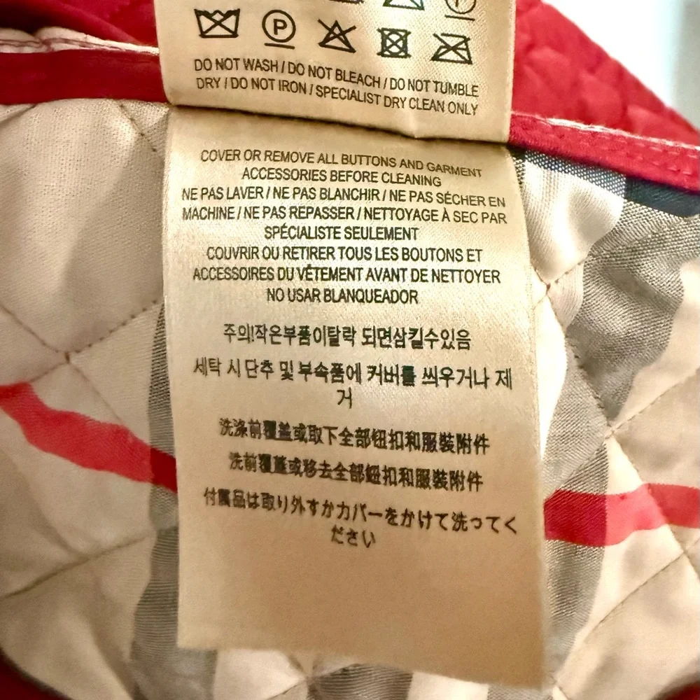 Burberry Quilted Jacket Red Classic Nova Plaid Check Lining Size XL - Picture 12 of 15